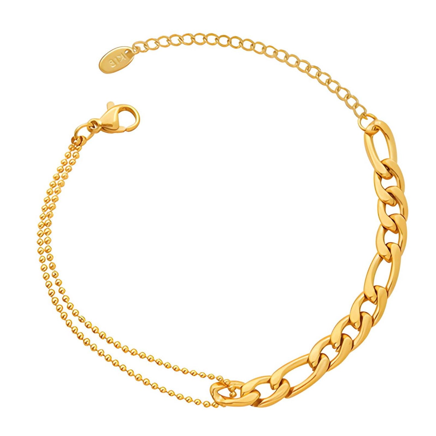 18K GOLD PLATED STAINLESS STEEL "Combined Figaro" BRACELET, INTENSITY