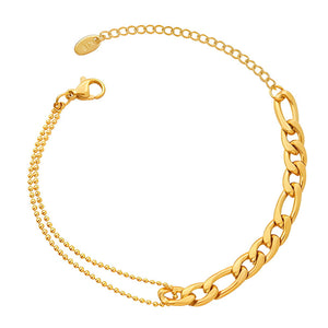 18K GOLD PLATED STAINLESS STEEL "Combined Figaro" BRACELET, INTENSITY