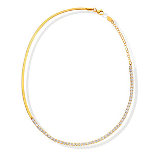 18K GOLD PLATED STAINLESS STEEL "cubic zirconia" NECKLACE, INTENSITY