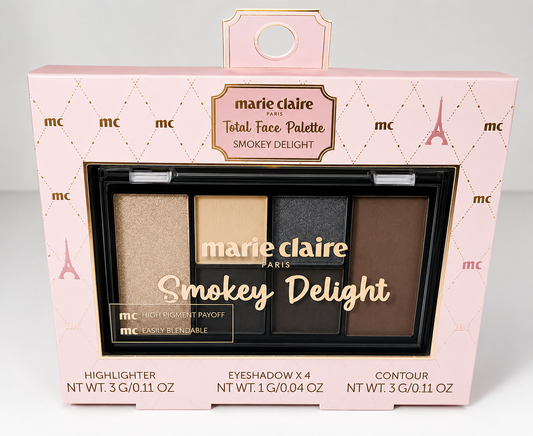 Marie Claire Paris Eyeshadow/Highlighter Total Face Palette Smokey Delight